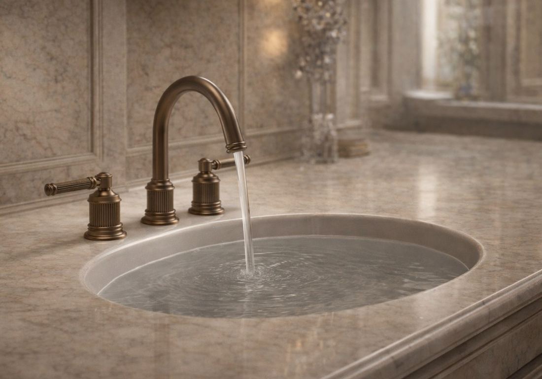 Brushed bronze three-hole basin mixer — Bath fitting — Imperial Design Concepts, Mohali