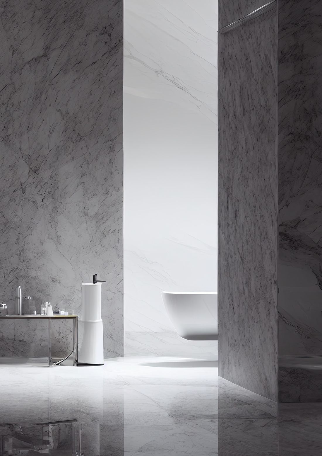 Minimal marble bathroom interior — Bath fitting — Imperial Design Concepts, Mohali