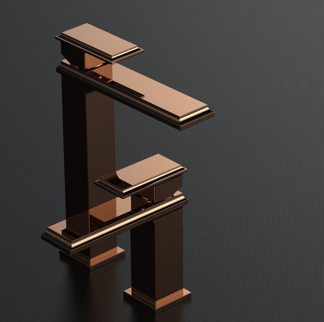 Rose gold stepped basin mixer — Bath fitting — Imperial Design Concepts, Mohali