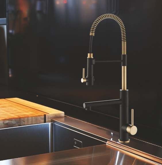 Black and gold kitchen mixer — Bath fitting — Imperial Design Concepts, Mohali