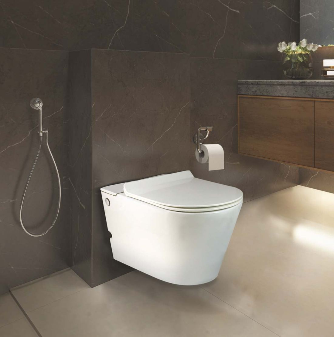 Wall-hung WC in marble bathroom — Sanitaryware — Imperial Design Concepts, Mohali