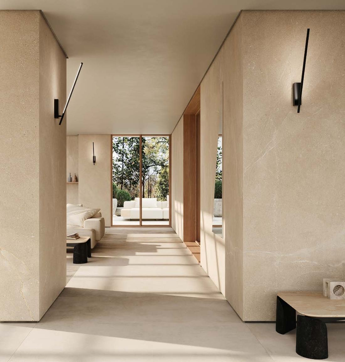 Beige arched corridor — 1200 × 2400 mm slab — Imperial Design Concepts, Mohali