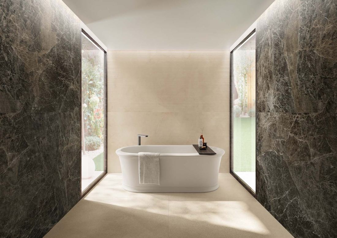 Dark green marble bathroom — 1200 × 2400 mm slab — Imperial Design Concepts, Mohali