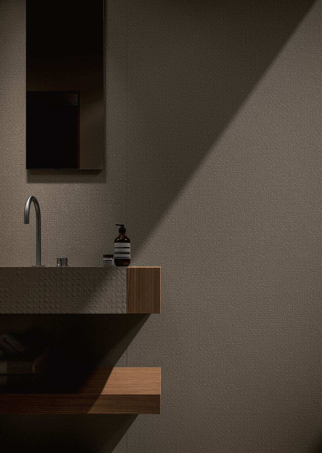 Dark stone bathroom vanity — 1200 × 2400 mm slab — Imperial Design Concepts, Mohali