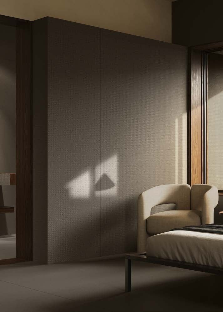 Dark warm-toned bedroom — 1200 × 2400 mm slab — Imperial Design Concepts, Mohali