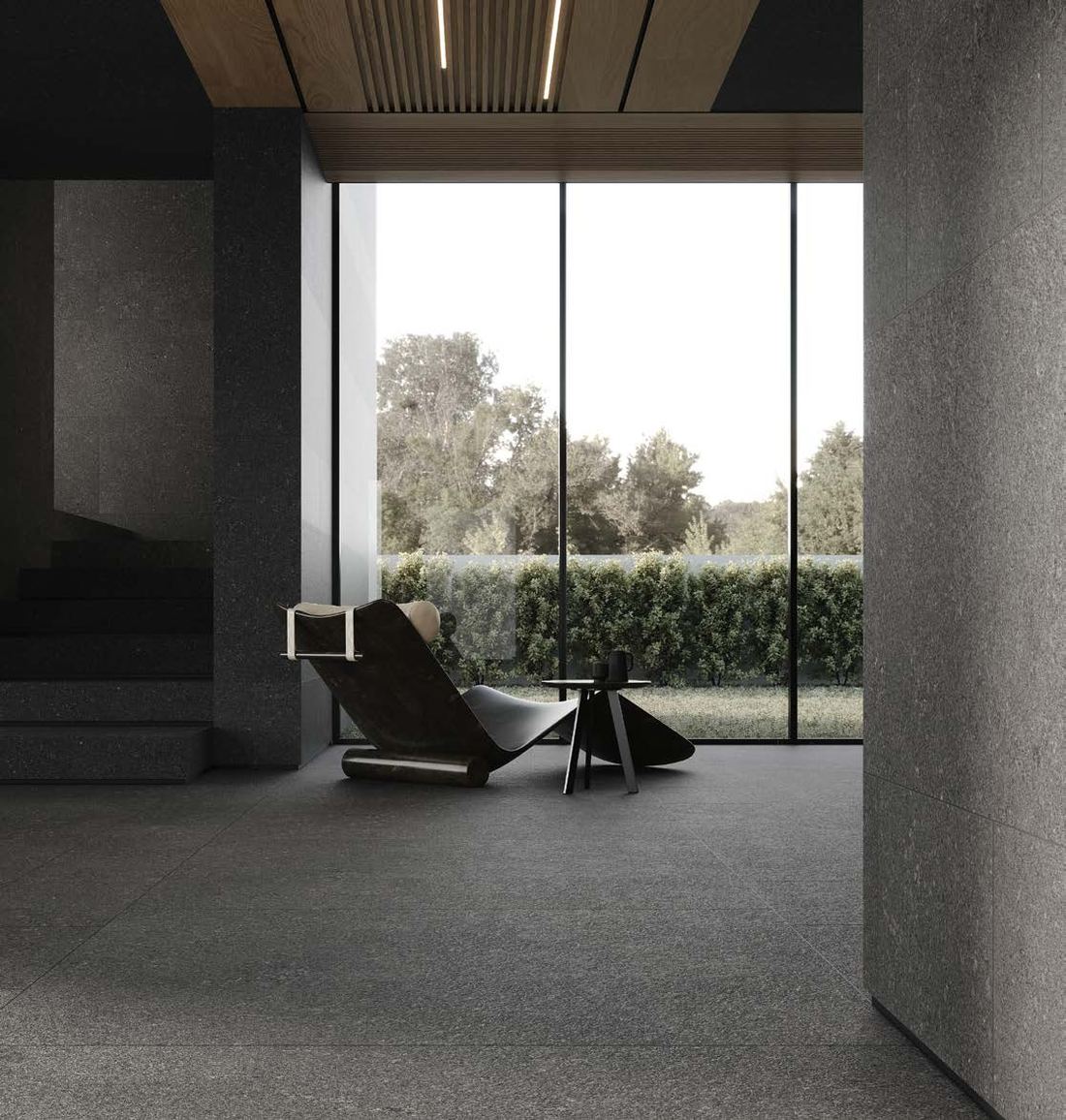 Grey concrete-look lounge — 1200 × 2400 mm slab — Imperial Design Concepts, Mohali