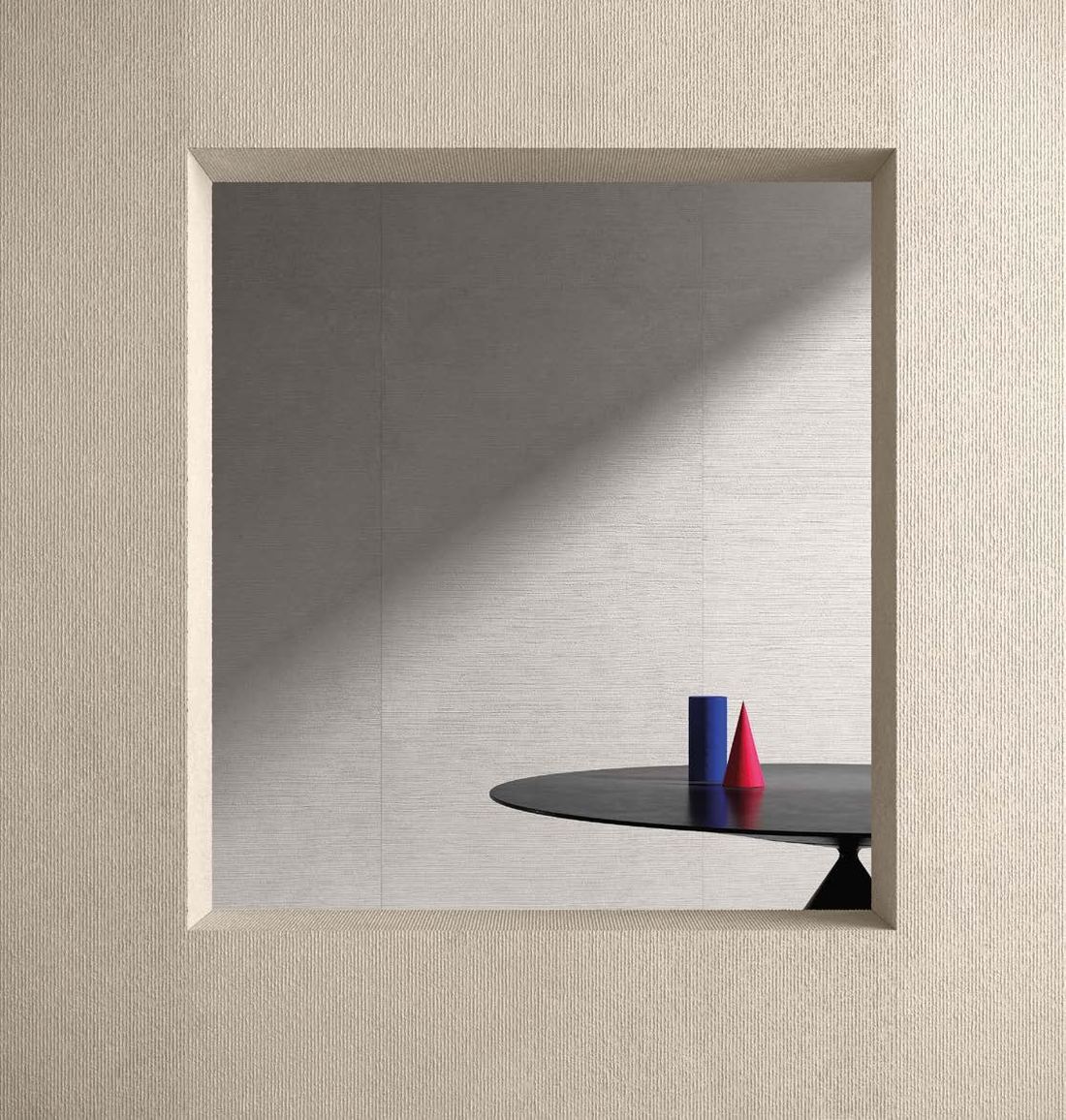 Linen-effect wall niche — 1200 × 2400 mm slab — Imperial Design Concepts, Mohali