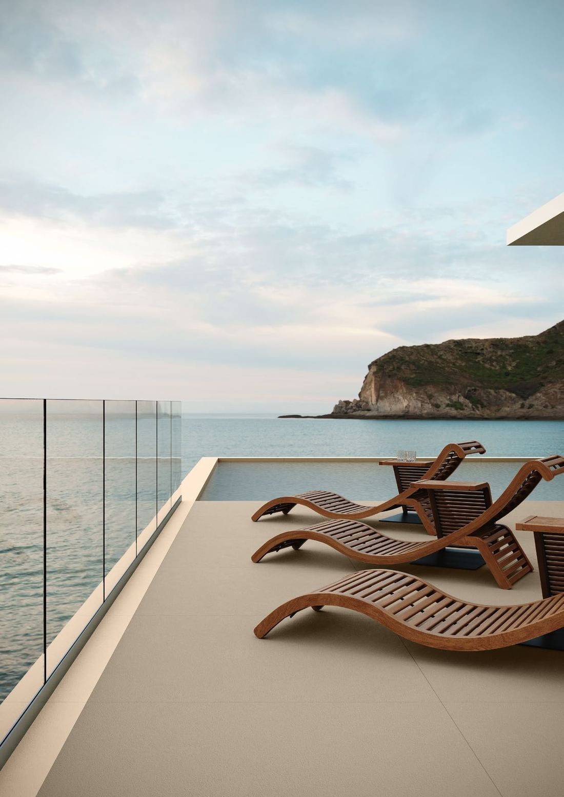 Poolside terrace sea view — 1200 × 2400 mm slab — Imperial Design Concepts, Mohali