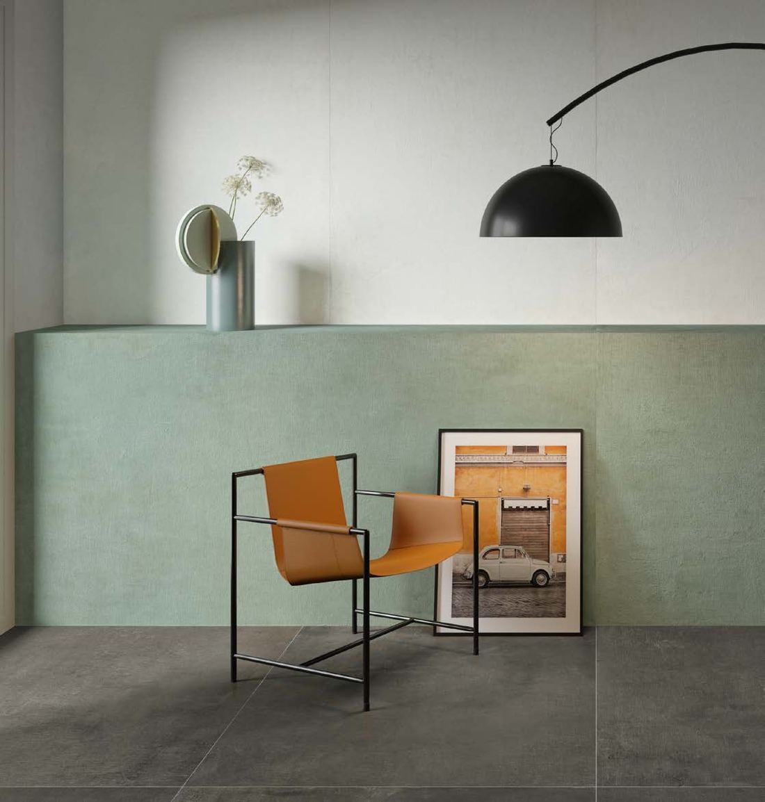 Soft green tiled wall — 1200 × 2400 mm slab — Imperial Design Concepts, Mohali