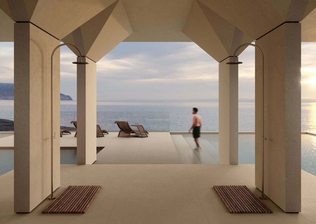 Stone arched terrace pavilion — 1200 × 2400 mm slab — Imperial Design Concepts, Mohali
