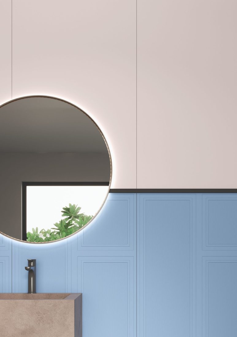 Marine & Blush Bath finished in 600x1200mm tiles — IDC Mohali