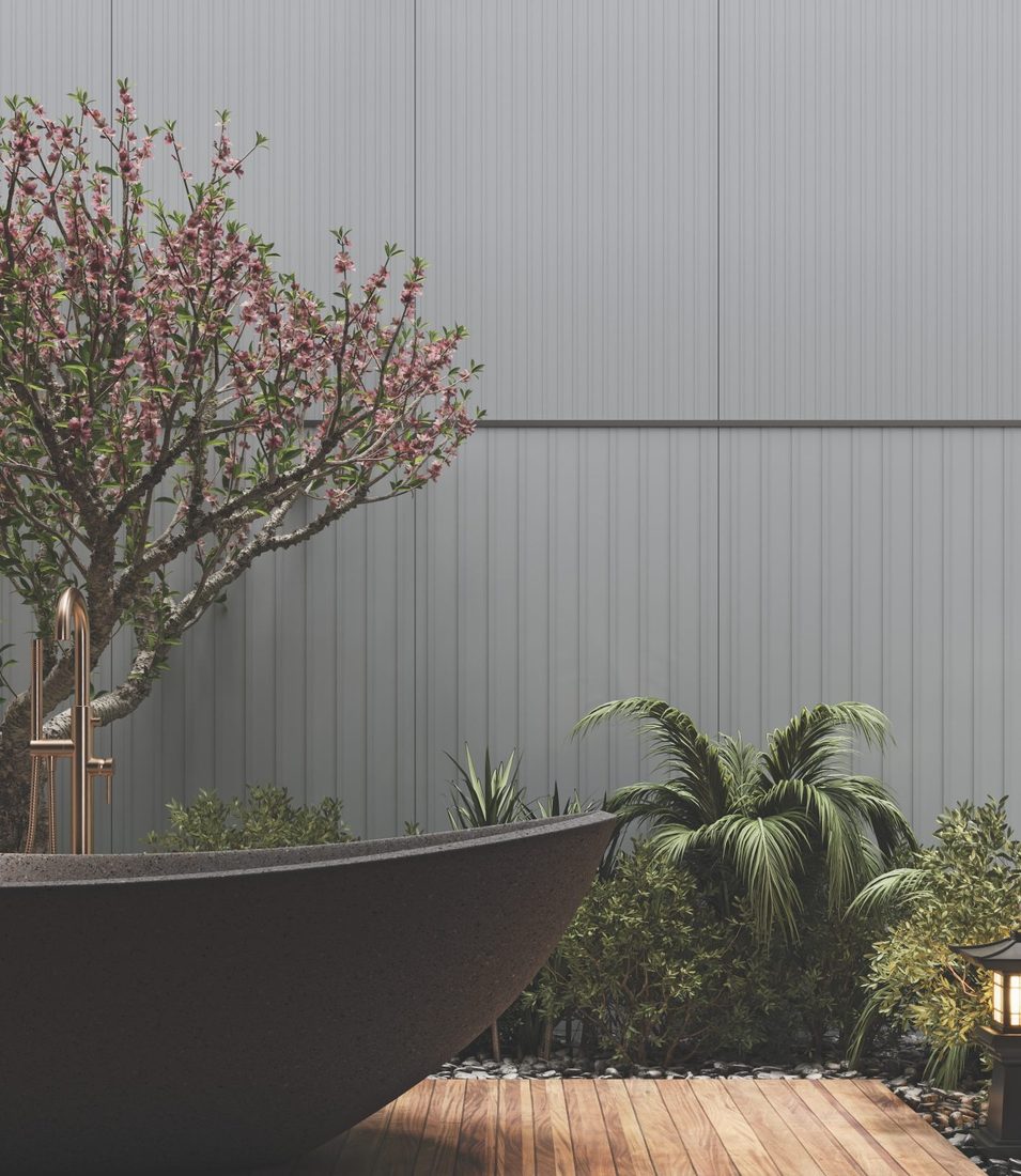 Outdoor Bath Court finished in 600x1200mm tiles — IDC Mohali