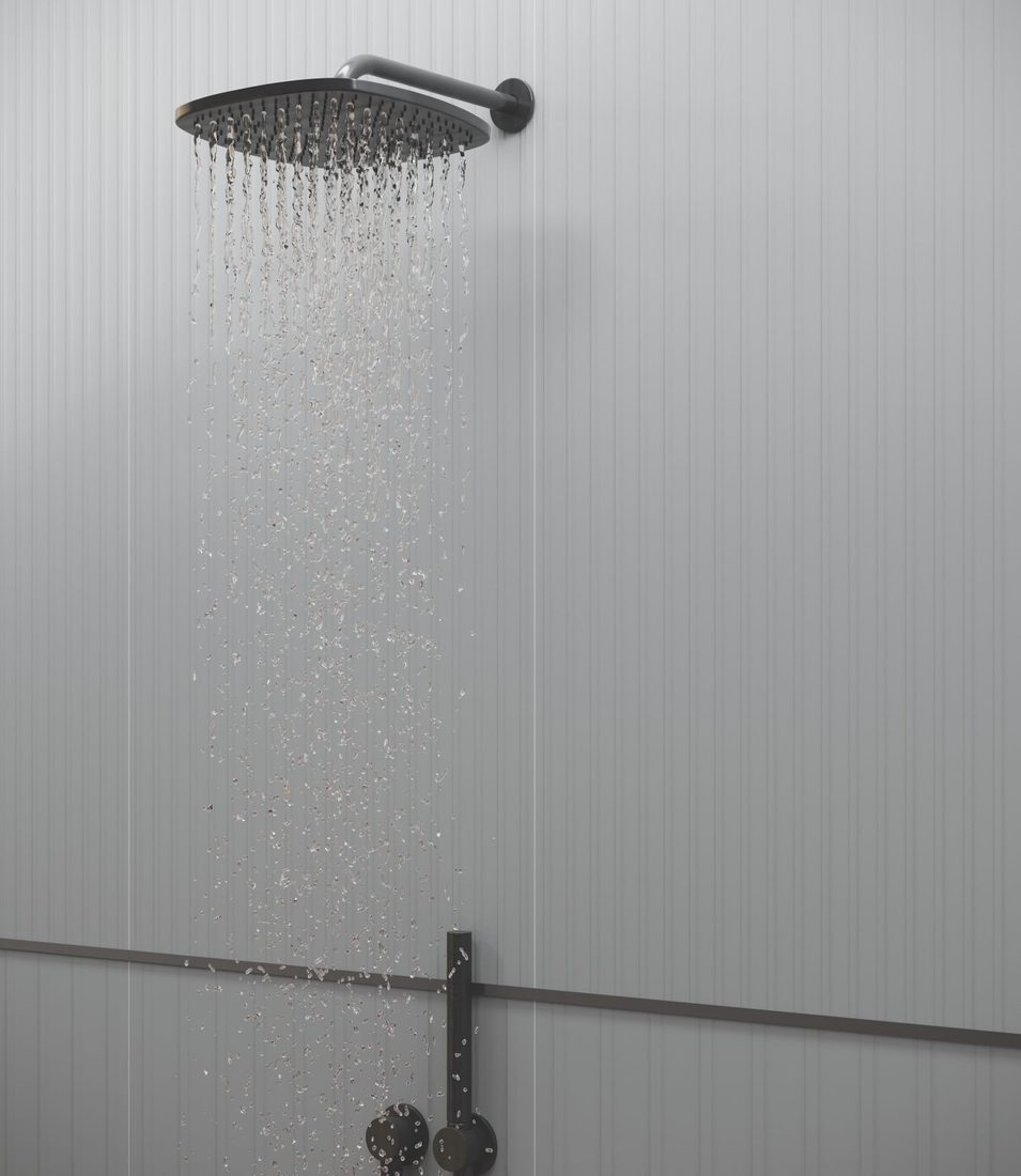 Fluted Shower Wall finished in 600x1200mm tiles — IDC Mohali