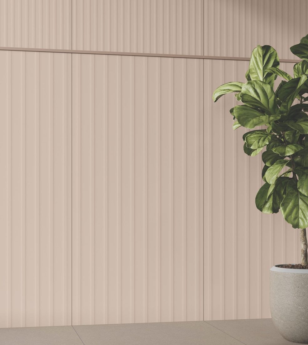 Blush Fluted Wall finished in 600x1200mm tiles — IDC Mohali