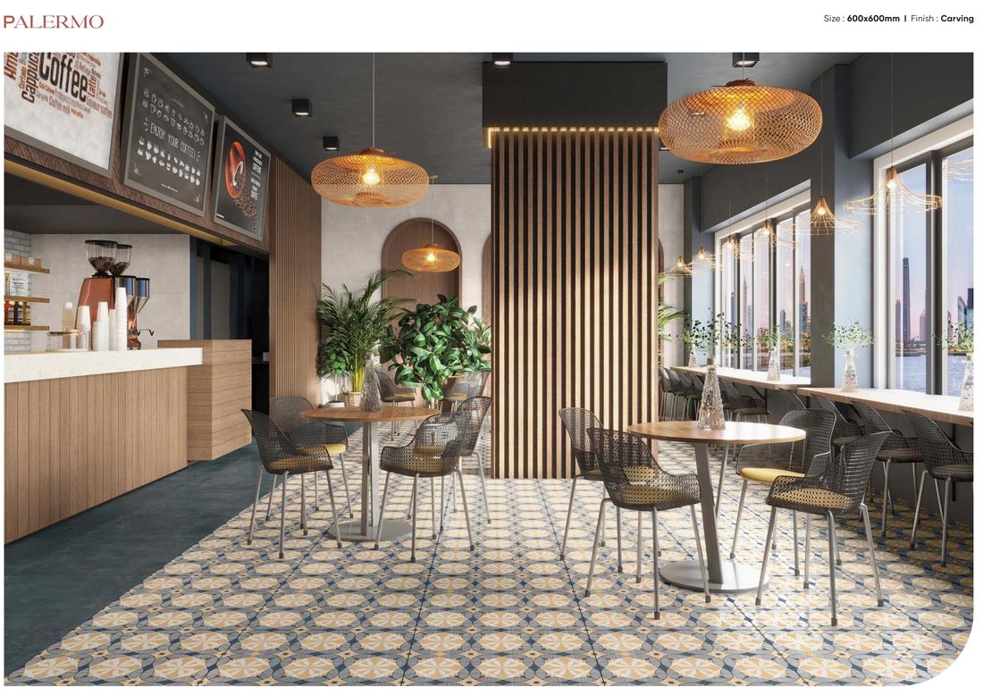 Beige medallion pattern floor — Patterned porcelain — Imperial Design Concepts, Mohali