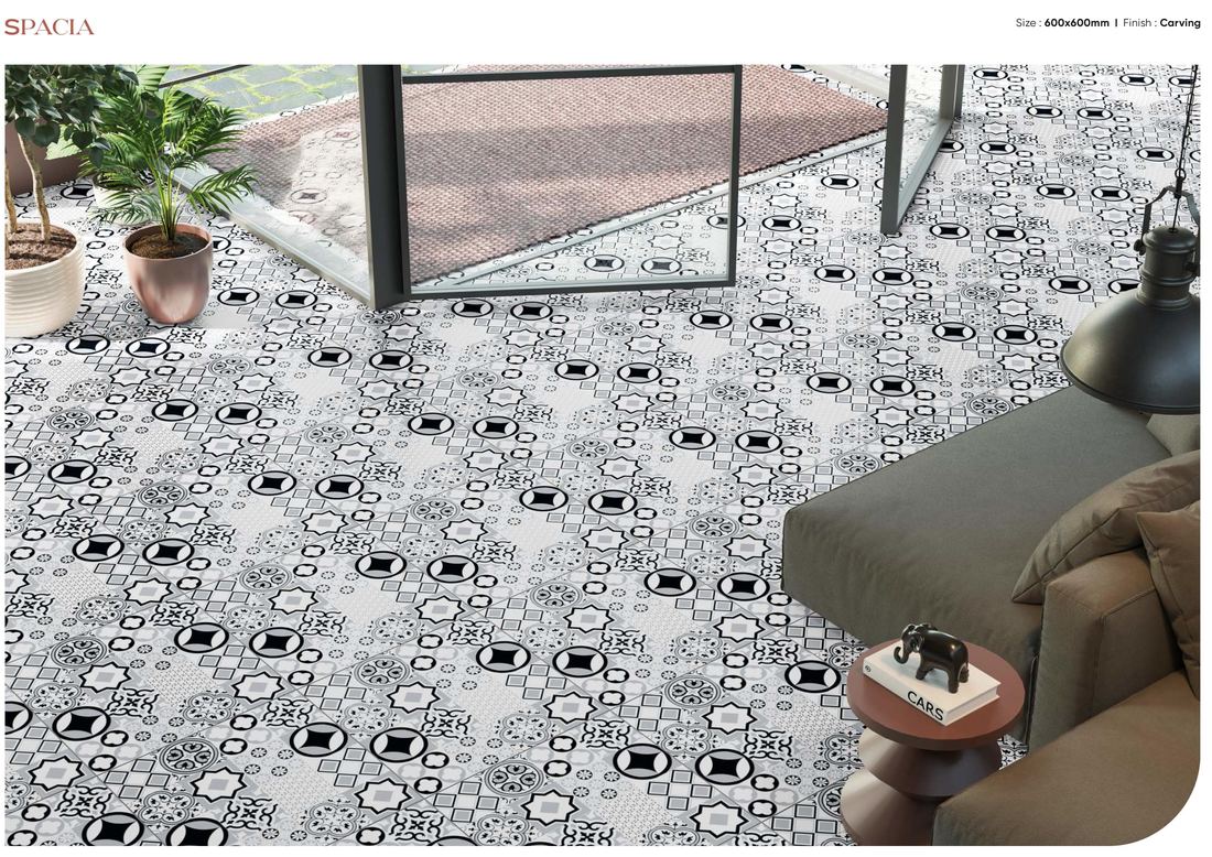 Black and white patterned floor — Patterned porcelain — Imperial Design Concepts, Mohali