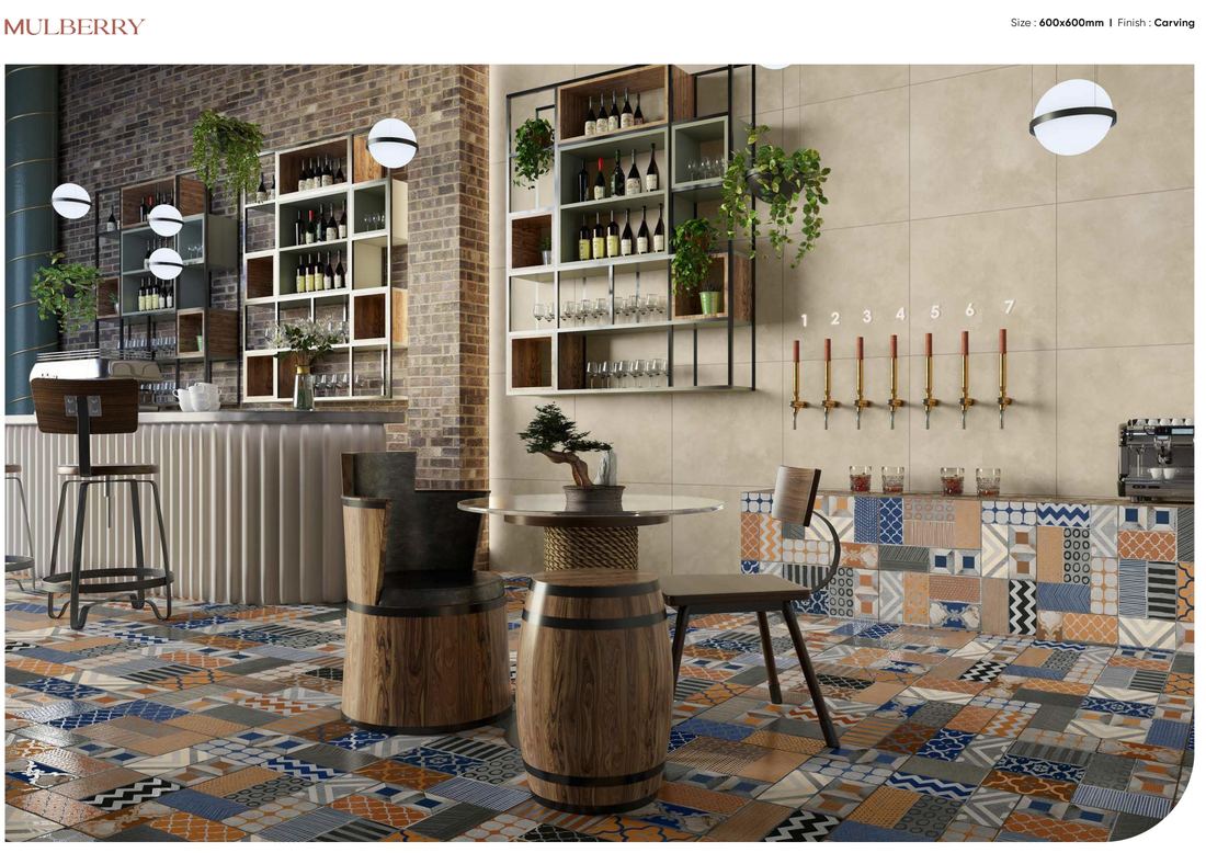 Blue Moroccan patterned floor — Patterned porcelain — Imperial Design Concepts, Mohali