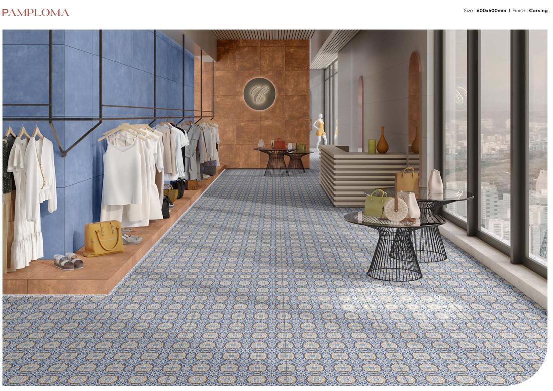 Blue patterned encaustic floor — Patterned porcelain — Imperial Design Concepts, Mohali