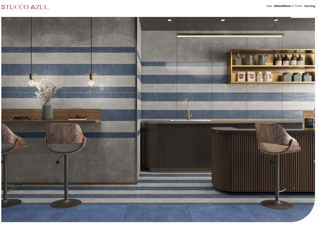 Blue striped wall tile — Patterned porcelain — Imperial Design Concepts, Mohali