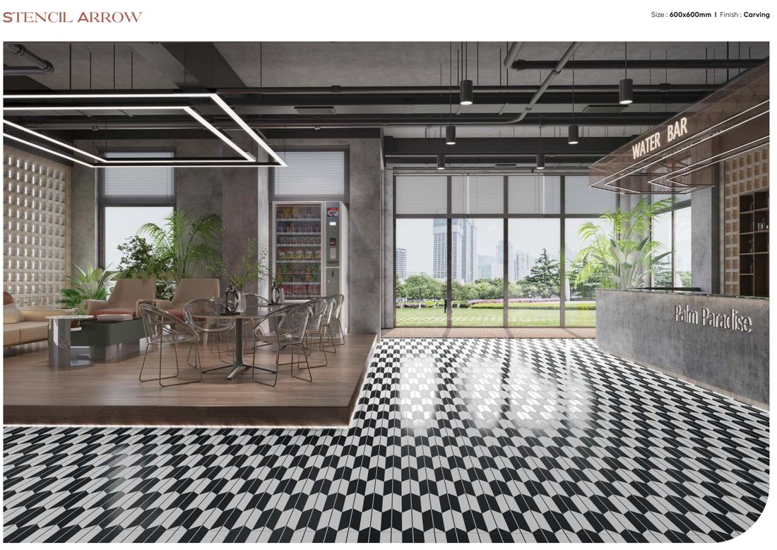 Checkerboard monochrome floor tile — Patterned porcelain — Imperial Design Concepts, Mohali