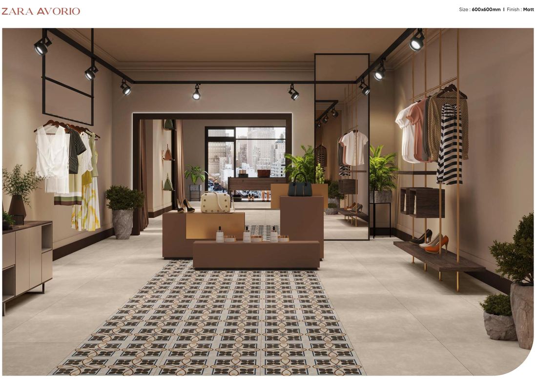 Dark patterned retail flooring — Patterned porcelain — Imperial Design Concepts, Mohali