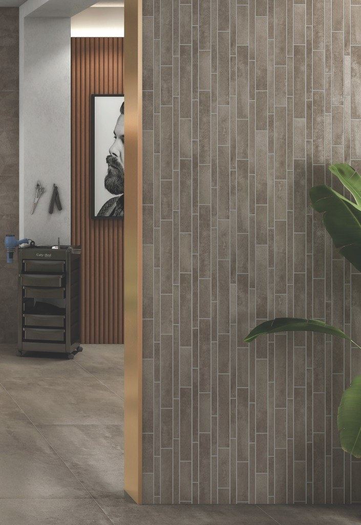Fluted and concrete wall finish — 600 × 1200 mm — Imperial Design Concepts, Mohali