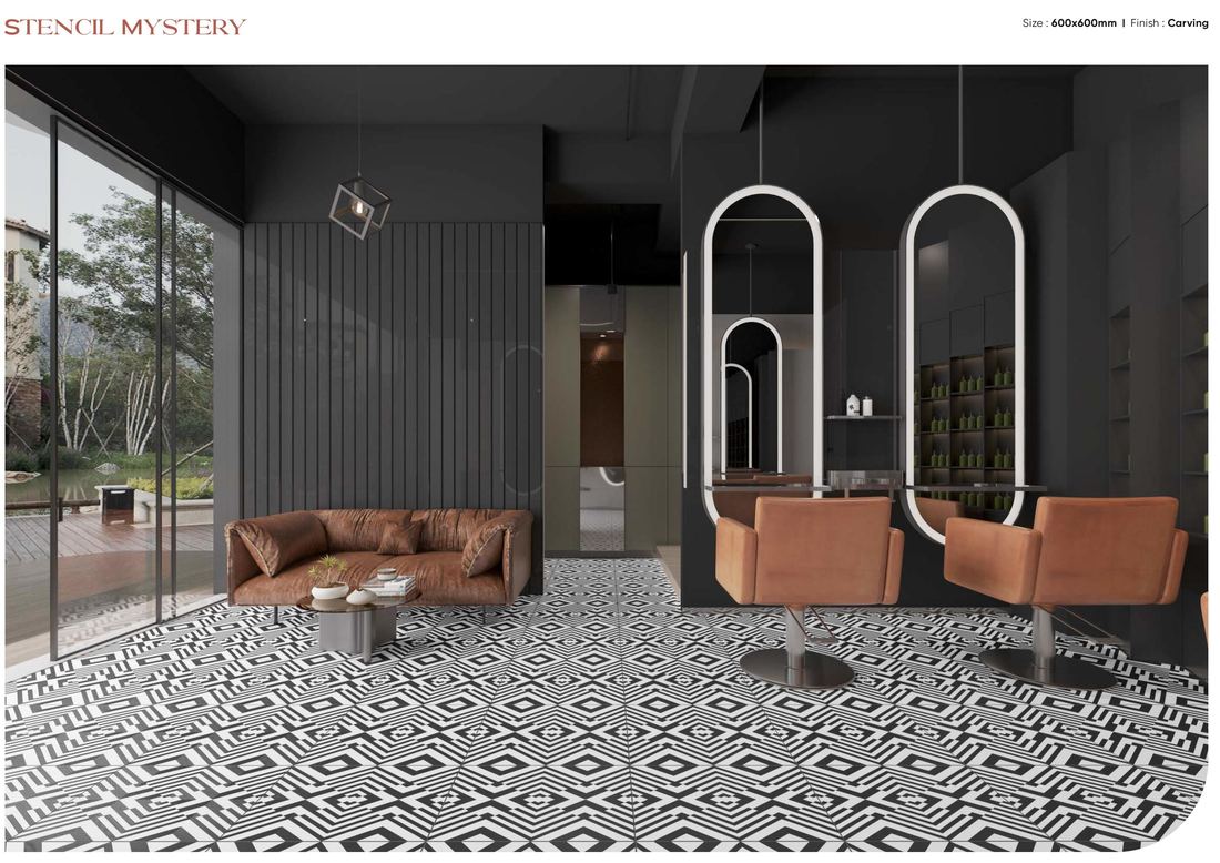 Grey and white patterned floor — Patterned porcelain — Imperial Design Concepts, Mohali