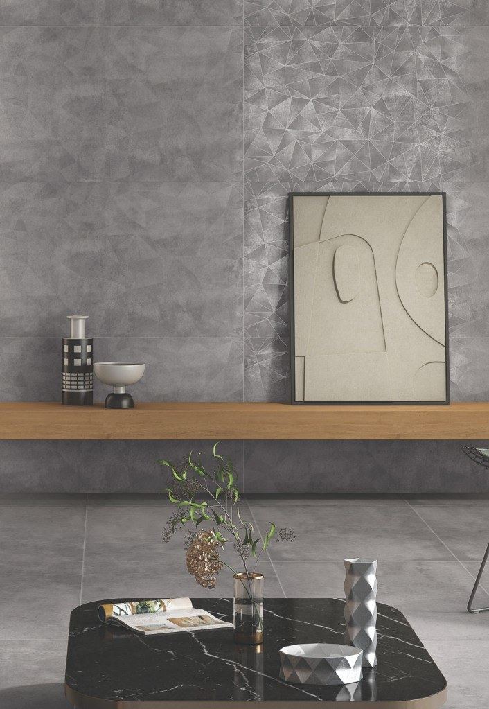 Grey concrete-look feature wall — 600 × 1200 mm — Imperial Design Concepts, Mohali