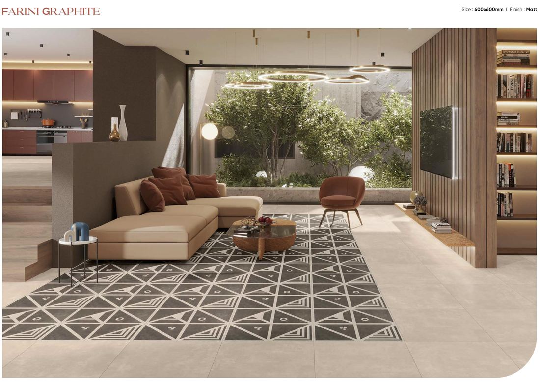 Grey diamond pattern floor — Patterned porcelain — Imperial Design Concepts, Mohali