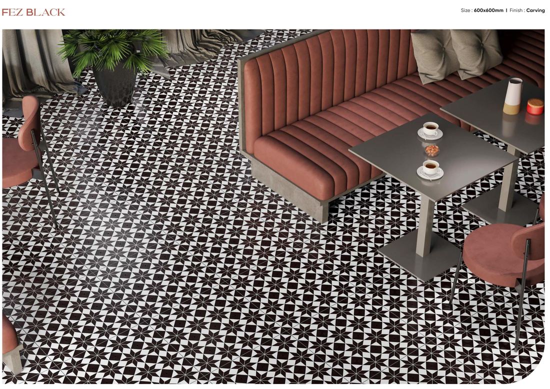 Monochrome geometric floor tile — Patterned porcelain — Imperial Design Concepts, Mohali