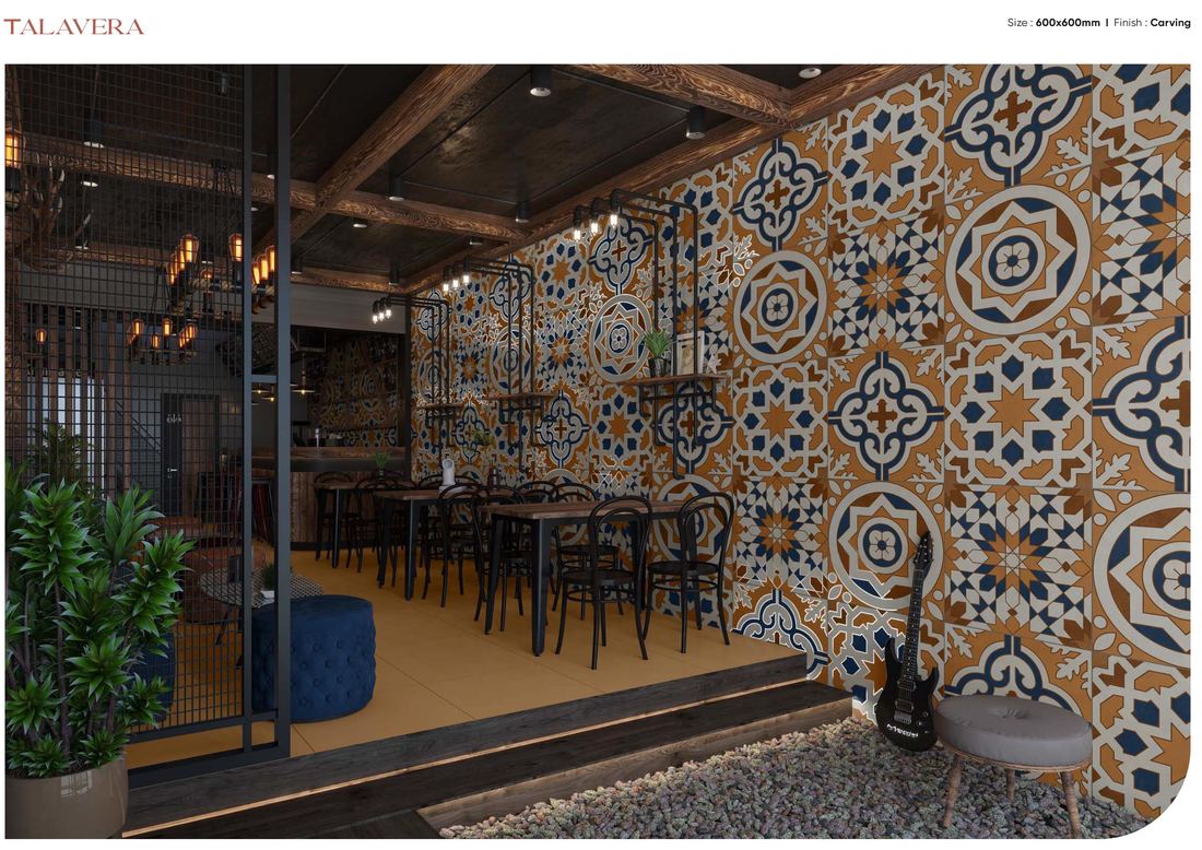 Moroccan pattern feature wall — Patterned porcelain — Imperial Design Concepts, Mohali