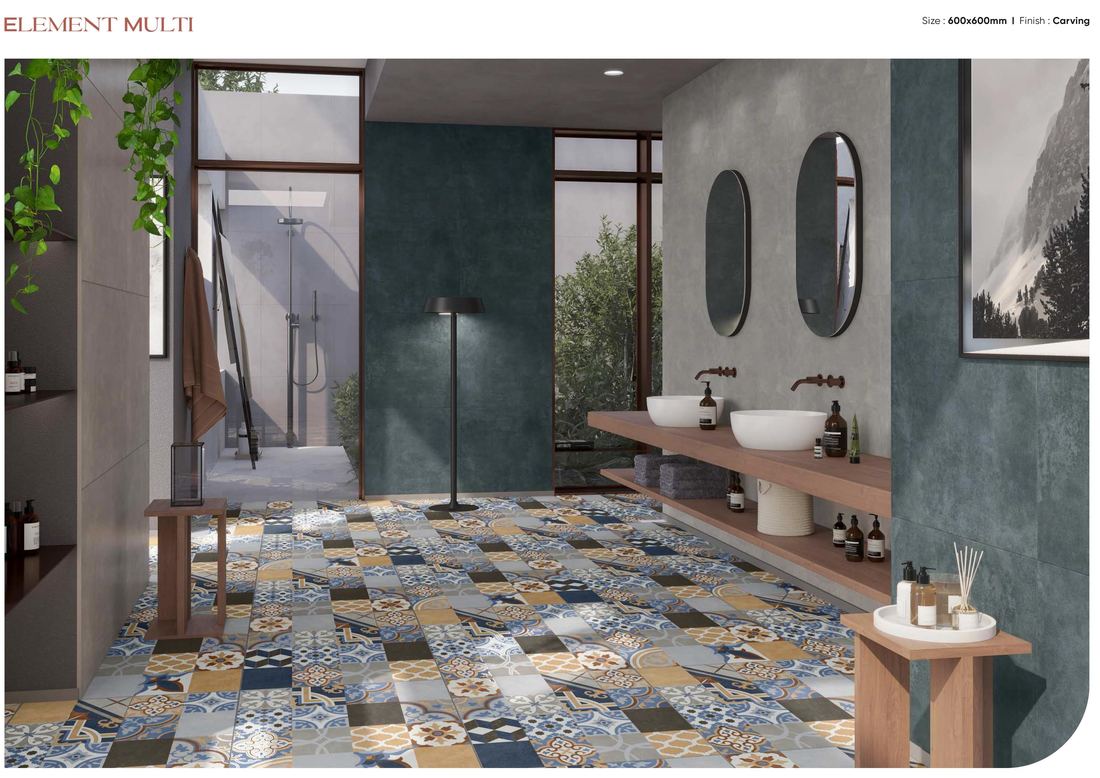 Multicolour hexagon pattern floor — Patterned porcelain — Imperial Design Concepts, Mohali