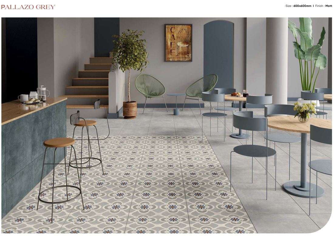 Pale patterned floor tile — Patterned porcelain — Imperial Design Concepts, Mohali