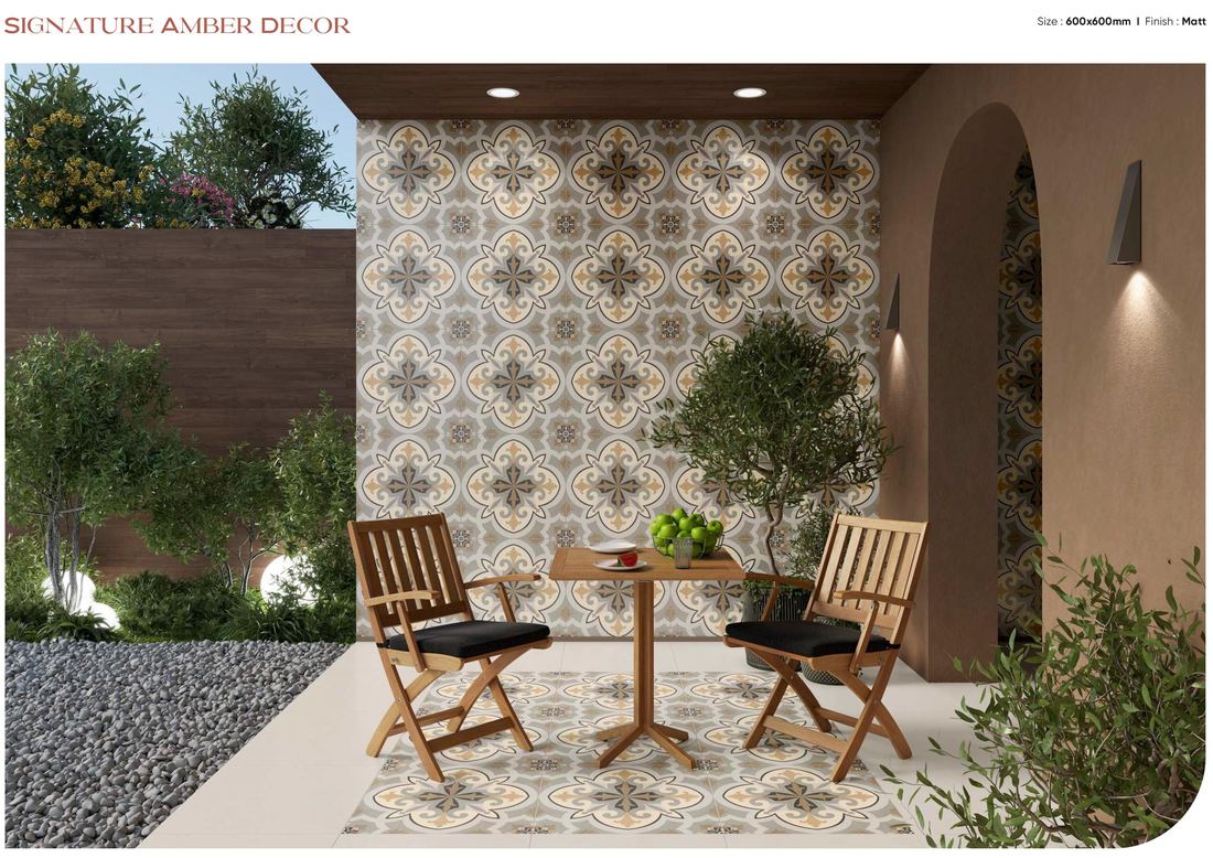 Patterned outdoor feature wall — Patterned porcelain — Imperial Design Concepts, Mohali
