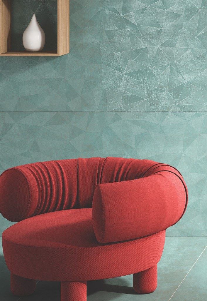 Teal oxide wall with accent seating — 600 × 1200 mm — Imperial Design Concepts, Mohali