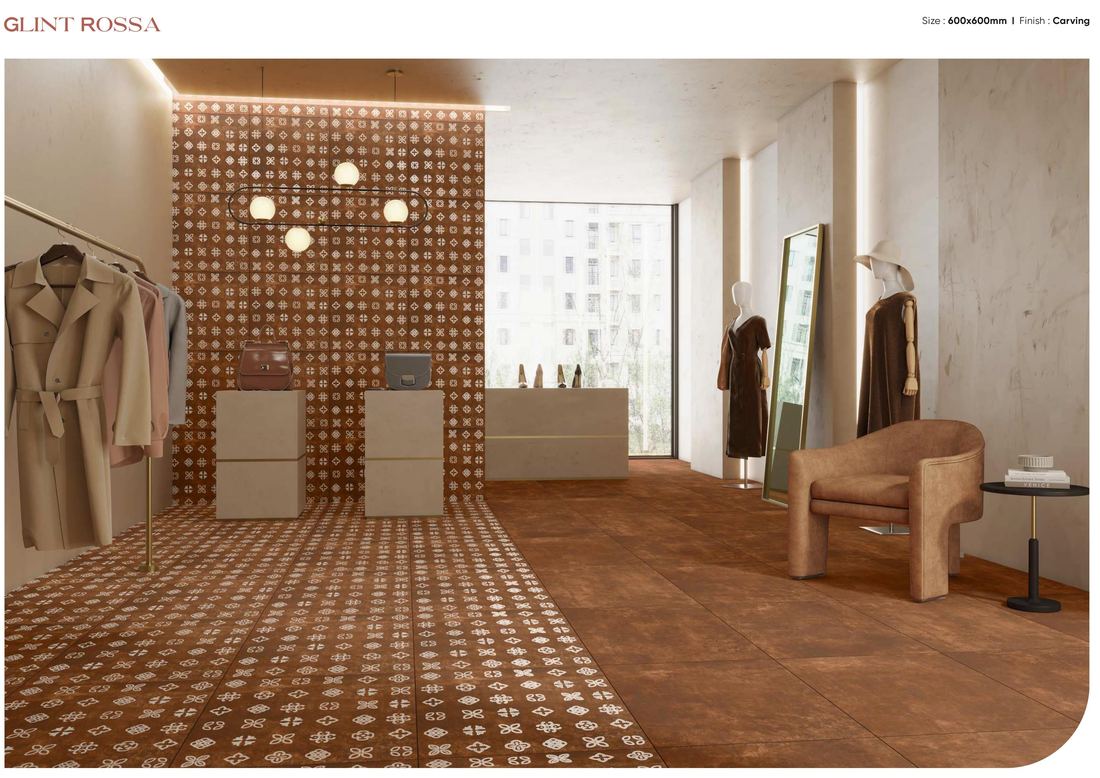 Terracotta geometric floor tile — Patterned porcelain — Imperial Design Concepts, Mohali