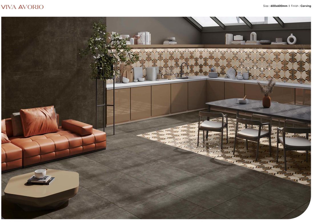 Warm brown patterned floor — Patterned porcelain — Imperial Design Concepts, Mohali