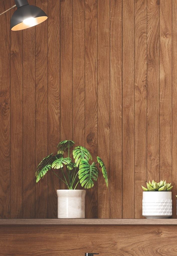 Wood-look wall with shelving — 600 × 1200 mm — Imperial Design Concepts, Mohali