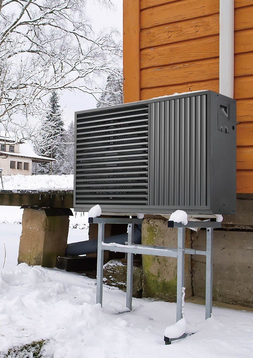 Heat pump on outdoor stand — Air source heat pump — Imperial Design Concepts, Mohali